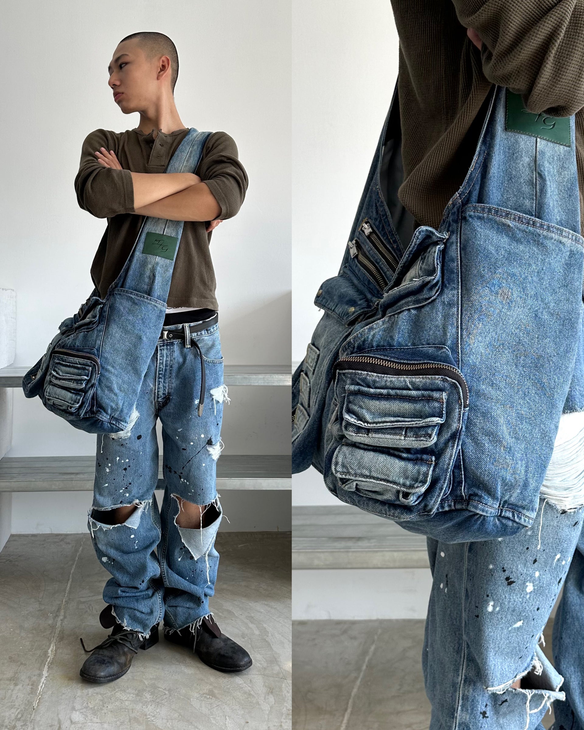 LONCHO “RAVE DENIM BAG” DYED BLUE