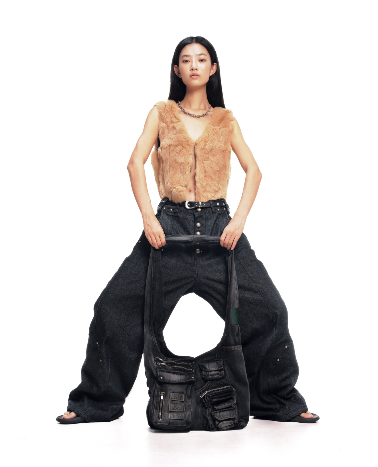 LONCHO “RAVE DENIM BAG” DYED BLACK