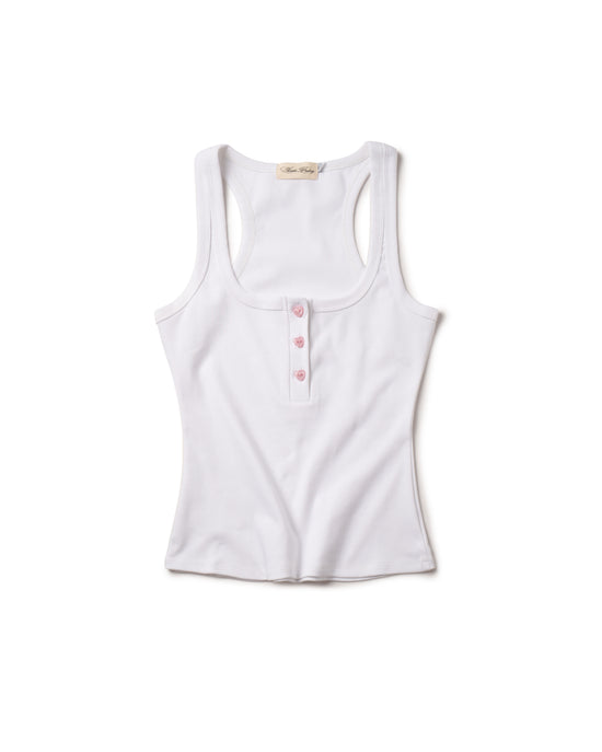 LONCHO TANK HEART HENLEY “WHITE”
