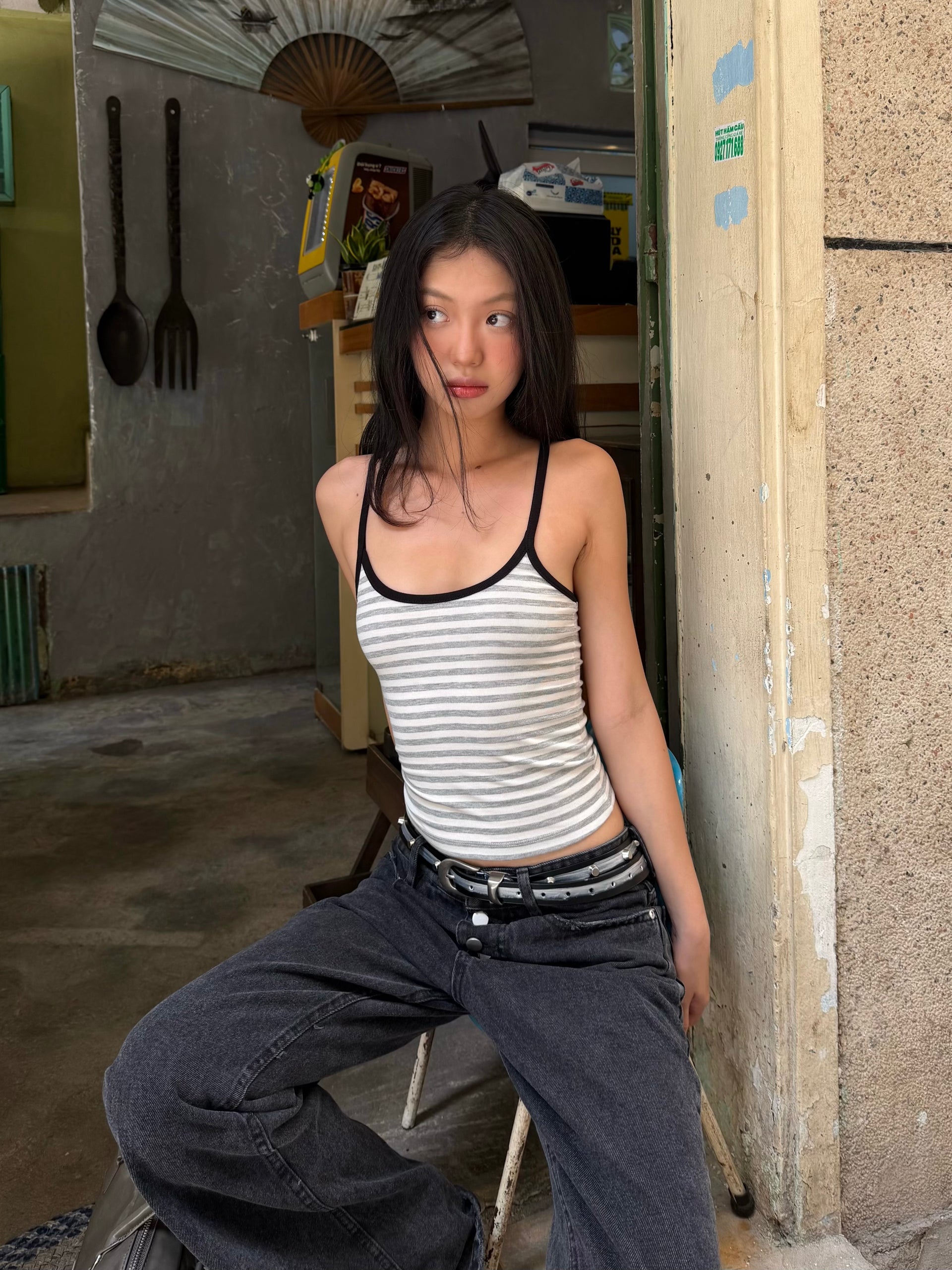 LONCHO RACER WHITE STRIPE TANK