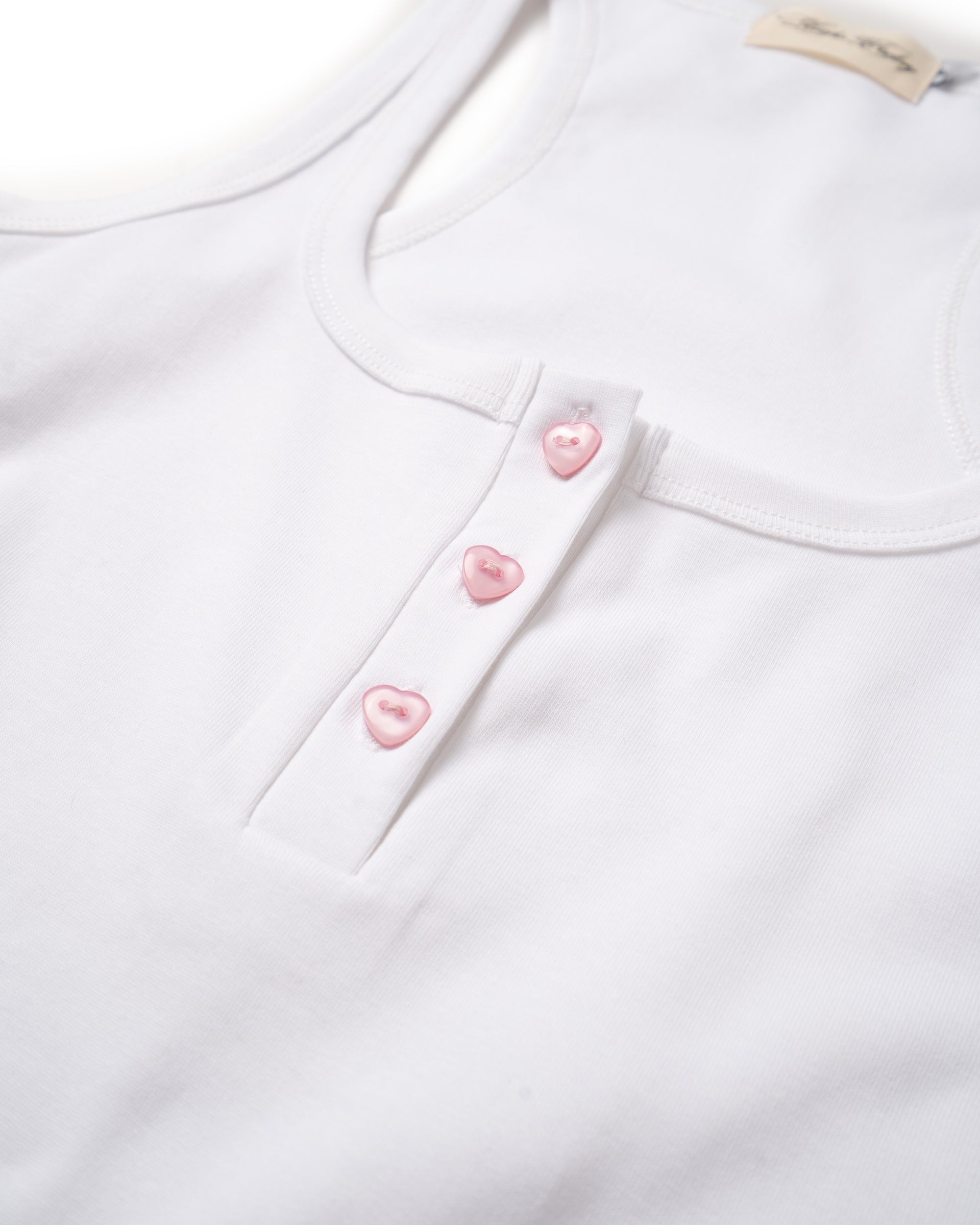 LONCHO TANK HEART HENLEY “WHITE”