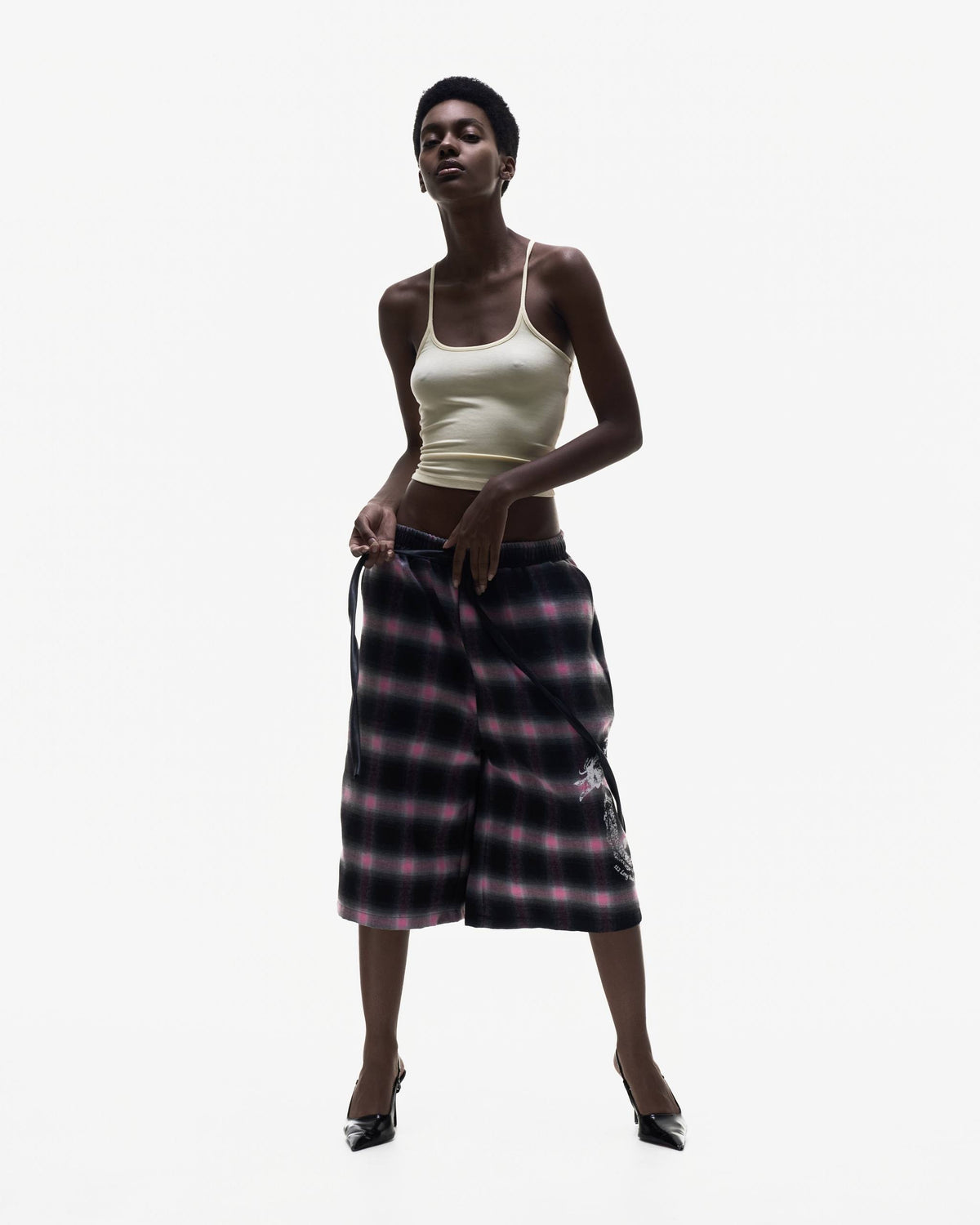 LONCHO “SKULL PLAID SHORTS PINK”