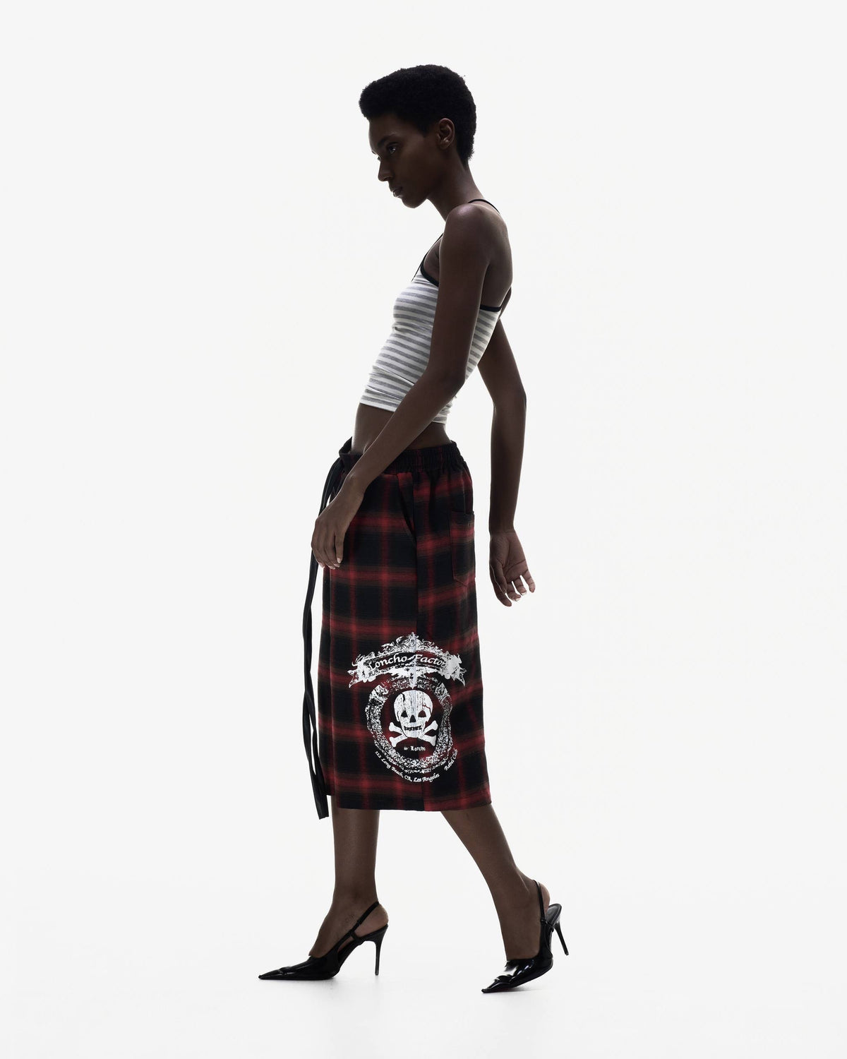 LONCHO “SKULL PLAID SHORTS RED”