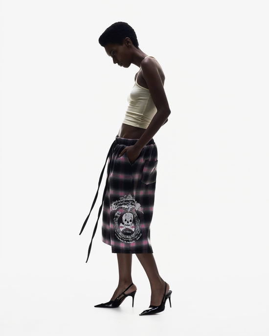 LONCHO “SKULL PLAID SHORTS PINK”