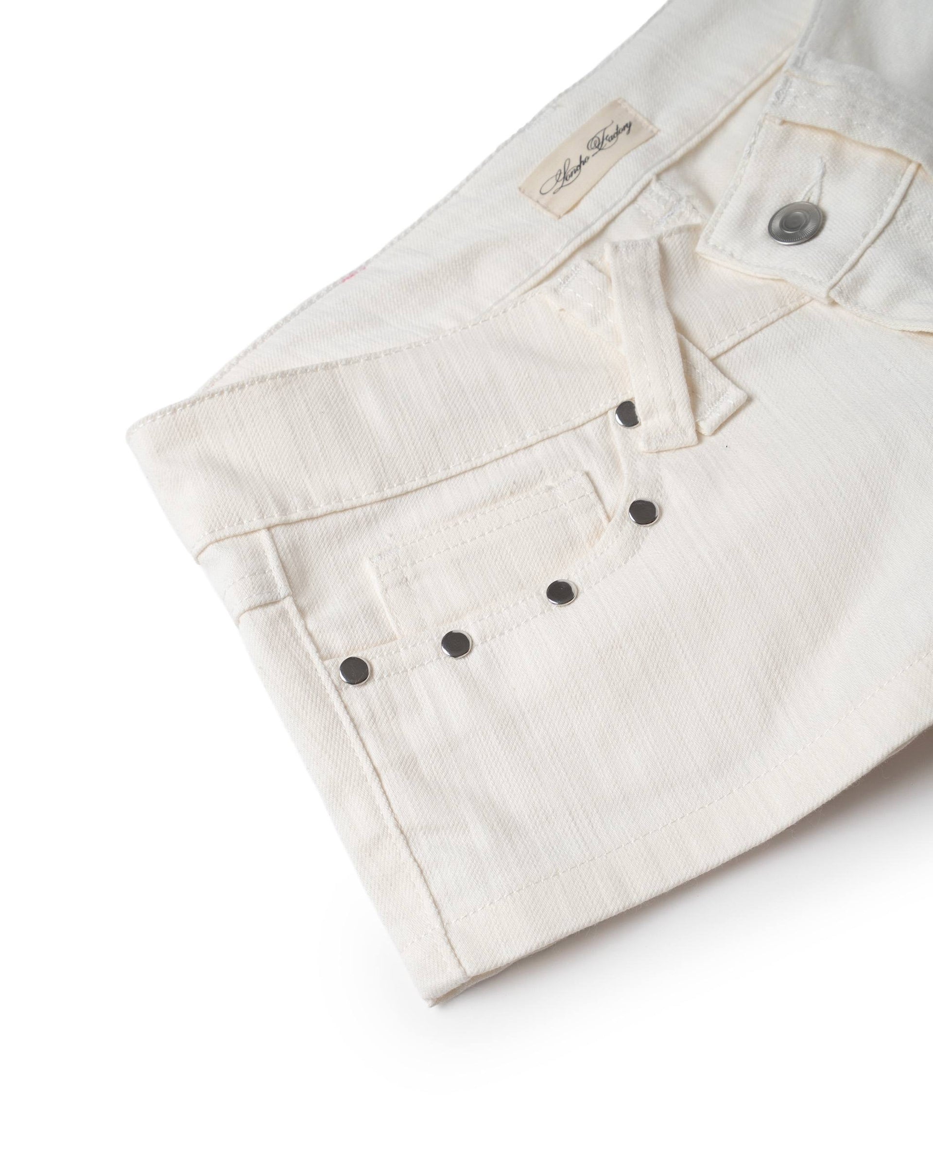 LONCHO “WHITE” CRAFT DENIM SHORTS