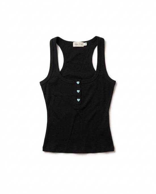 LONCHO TANK HEART HENLEY “BLACK”