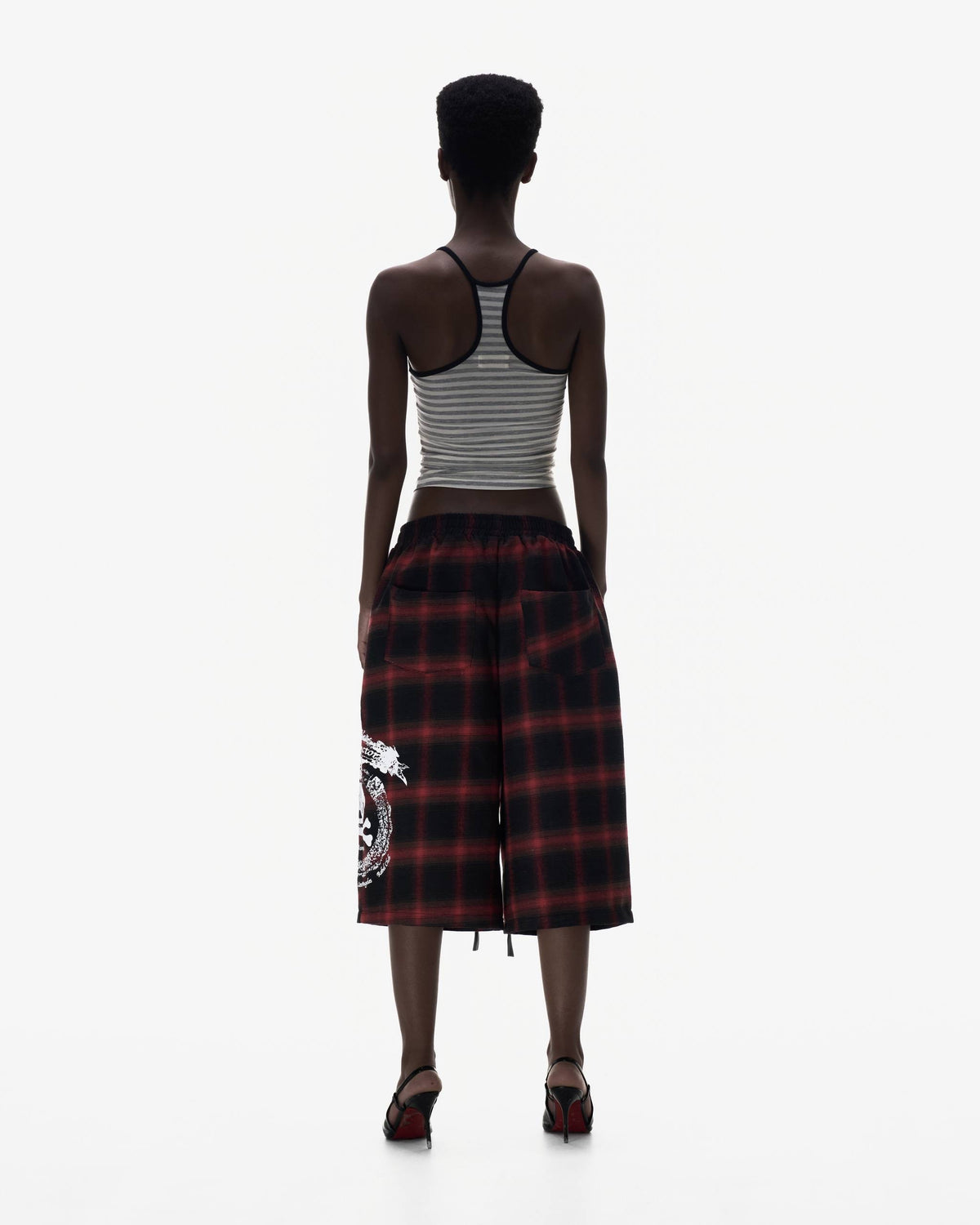 LONCHO “SKULL PLAID SHORTS RED”