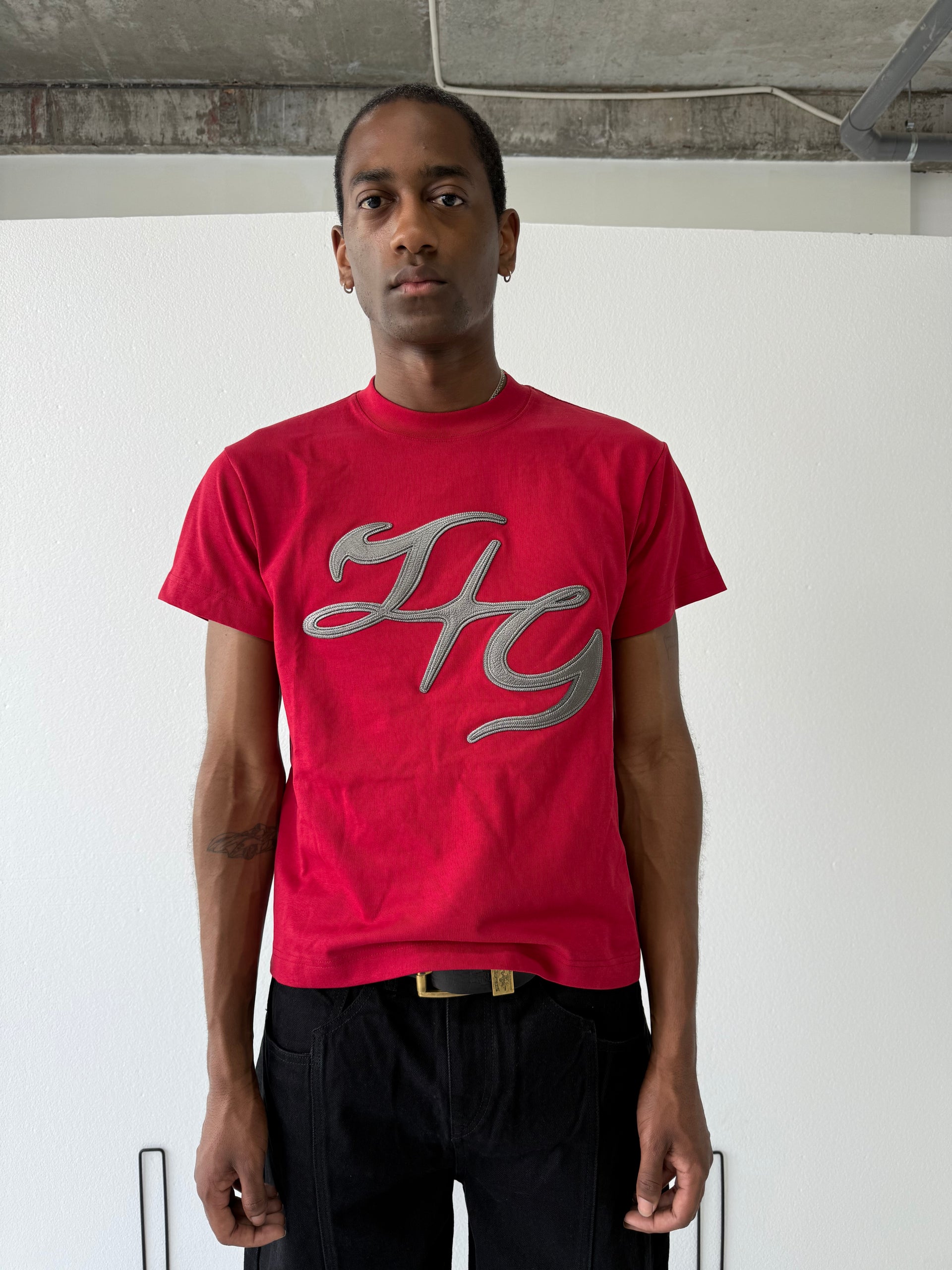 LONCHO “LEATHER LOGO TEE” MAROON RED