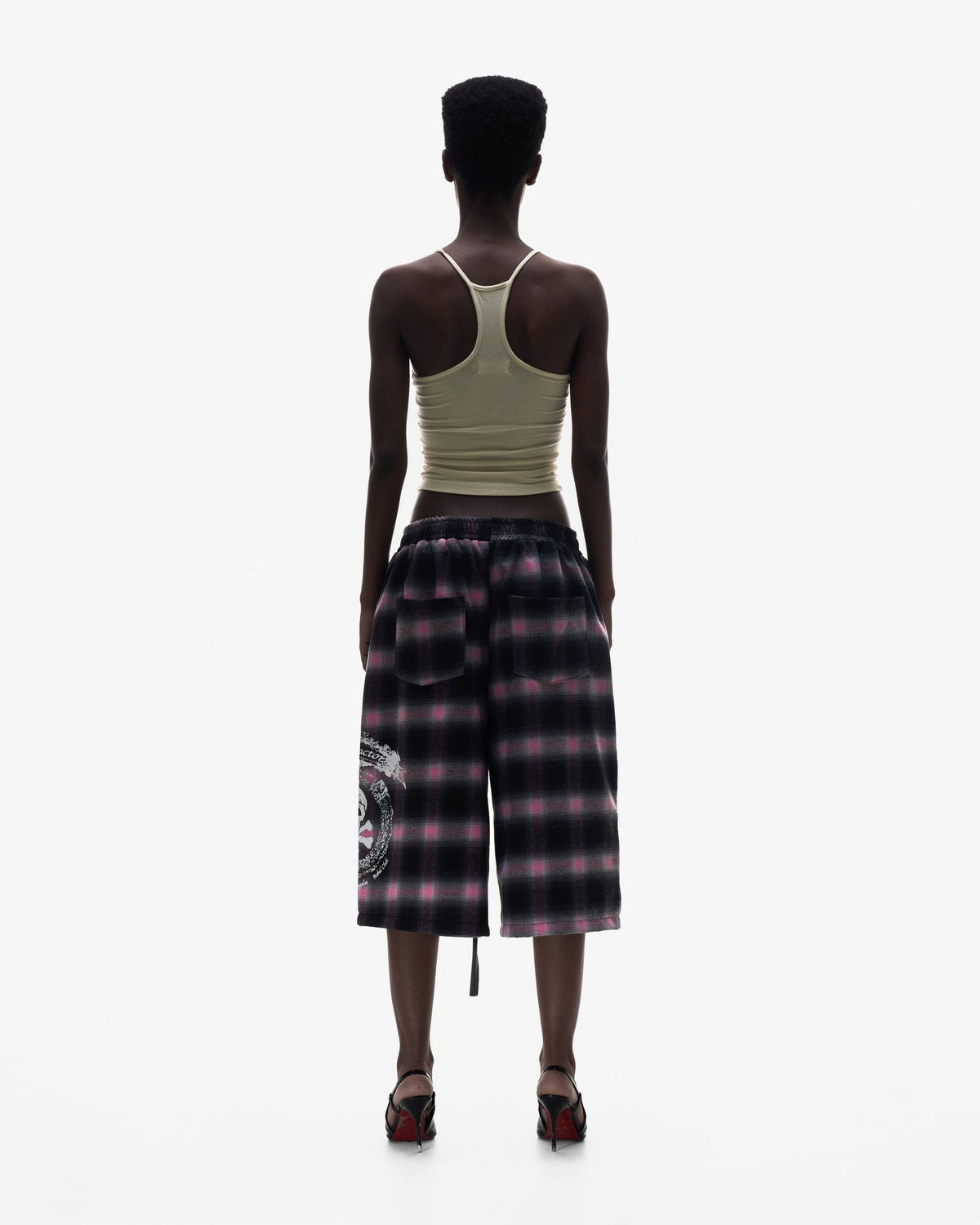 LONCHO “SKULL PLAID SHORTS PINK”