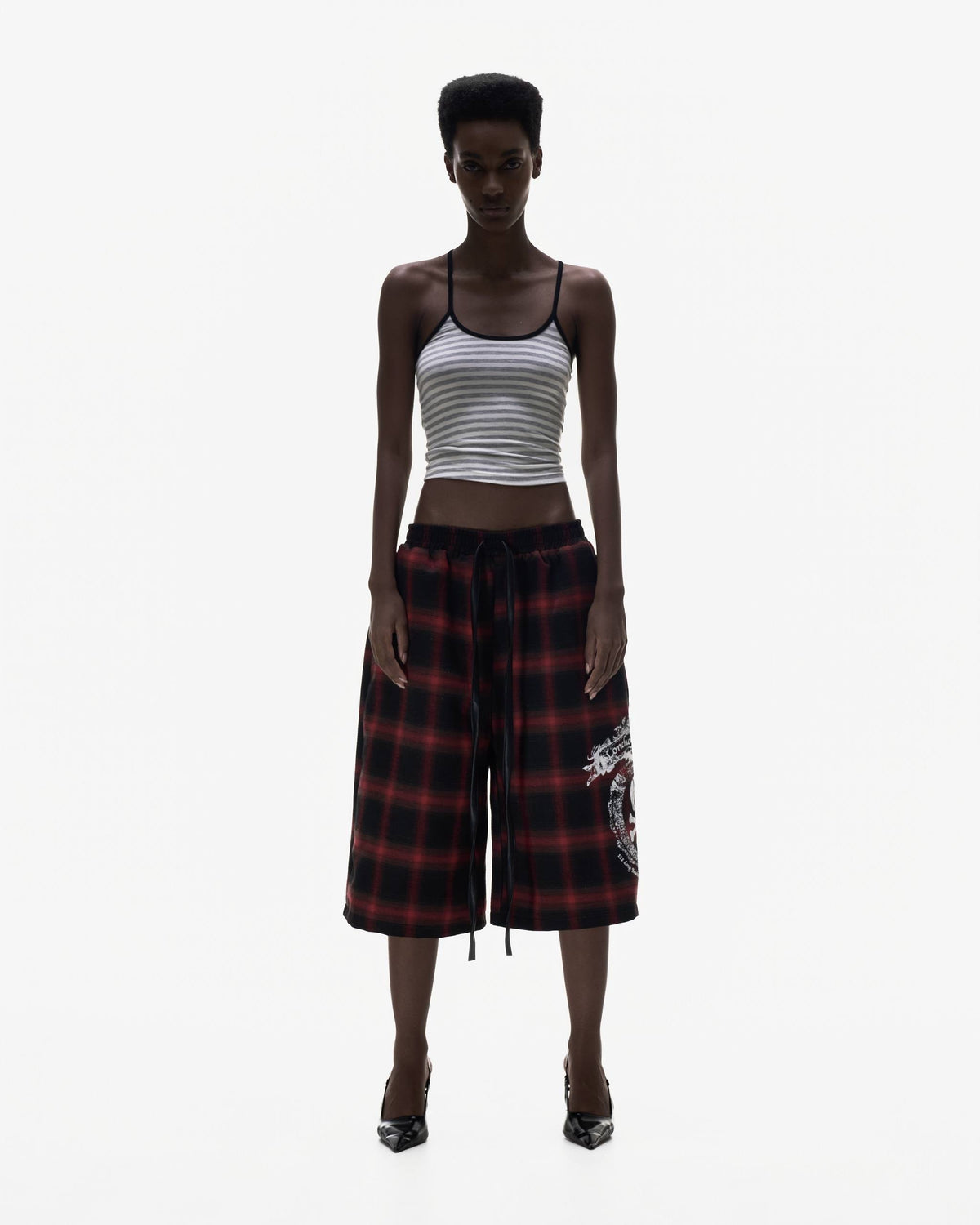 LONCHO “SKULL PLAID SHORTS RED”
