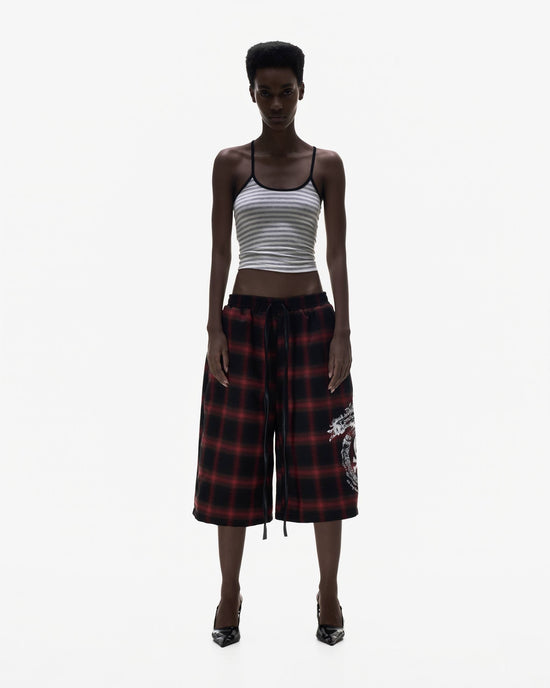 LONCHO “SKULL PLAID SHORTS RED”